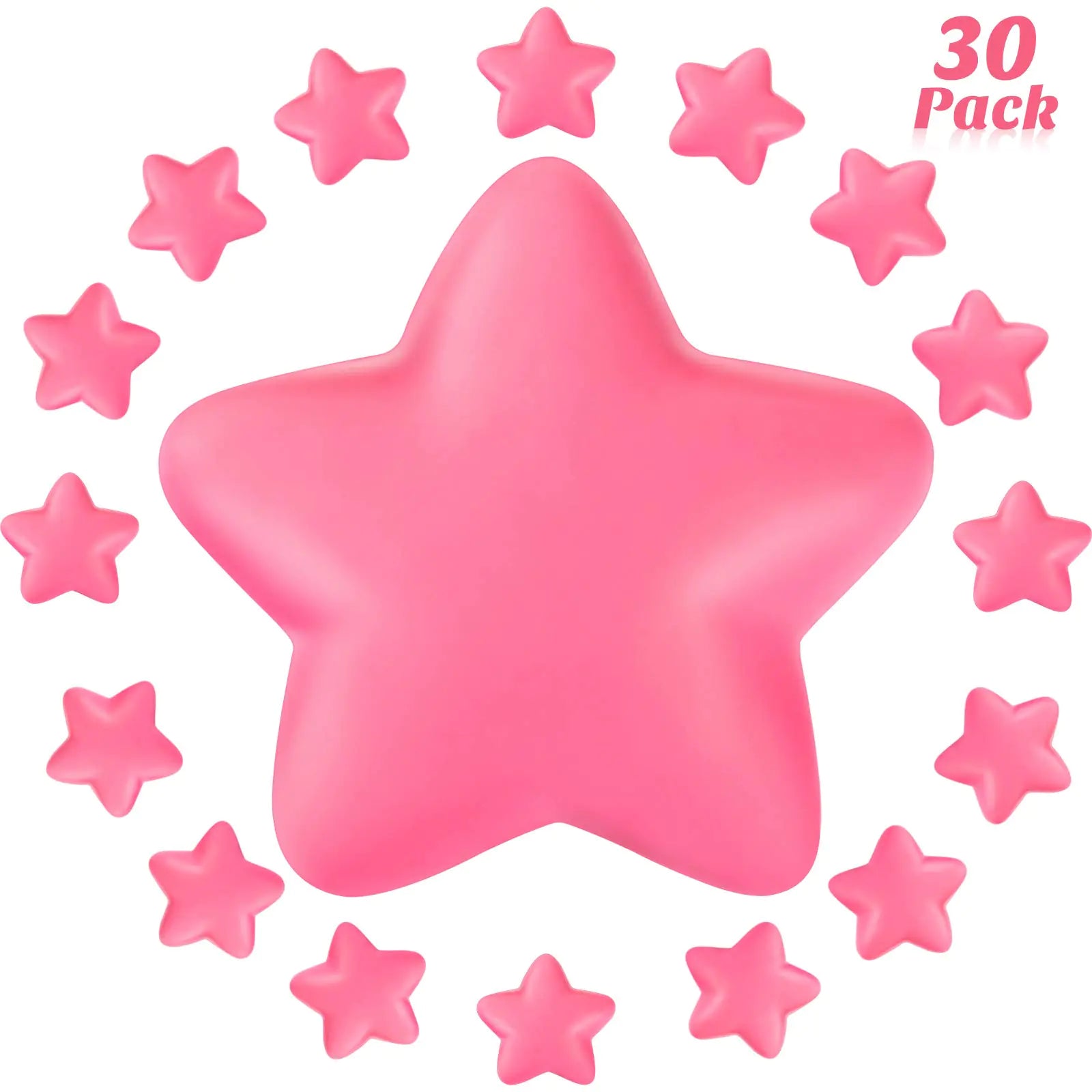 30 Pieces Star Stress Ball Bulk Stress Relief Balls Mini Foam Stress Ball for School Carnival Reward Student Prizes Party Bag Fillers (Pink)