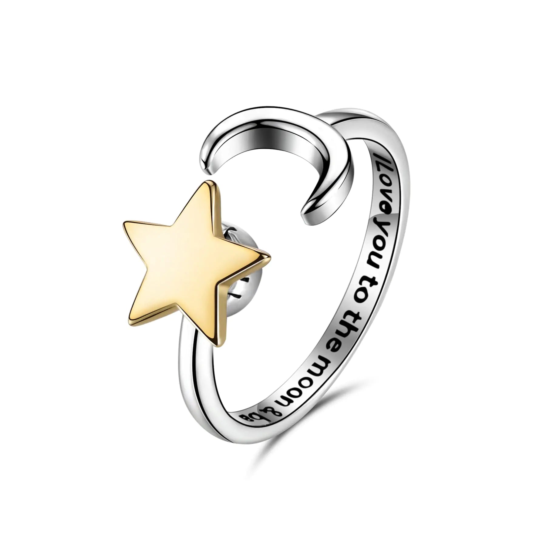 HAOBOYO Sterling Silver Stress Reduction Ring Adjustable Opening Stress Reduction Ring Anxiety Relief Stress Reduction Sunflower Moon Stars Stackable Ring Jewelry
